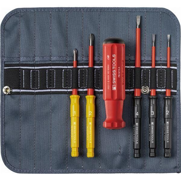 ds-PB SWISS TOOLS ピービースイスツールズ 6点組 5215絶縁ドライバーブレードシリーズ 絶縁ドライバーブレードセット(マイナス・プラス) ロールケース付 521...