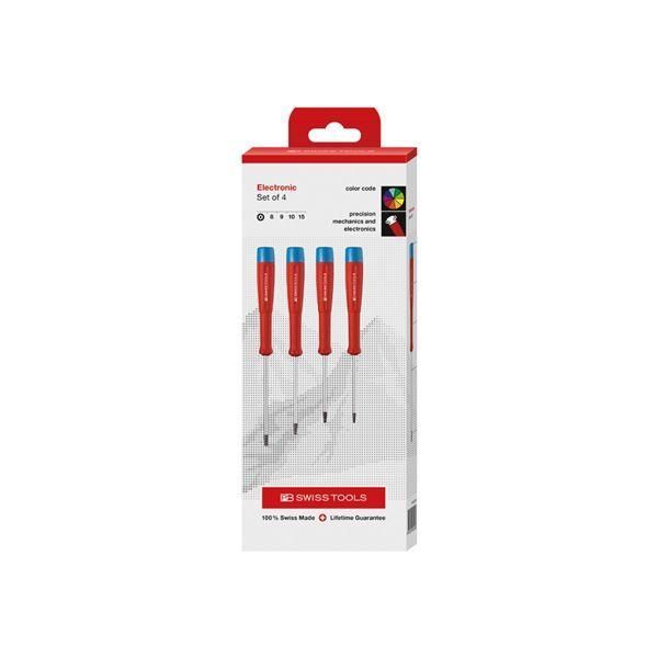 ds-PB SWISS TOOLS ピービースイスツールズ 4本組 早回シハンドルヘッド 精密ヘクスローブドライバーセット ペーパーボックス入 8627.CBB