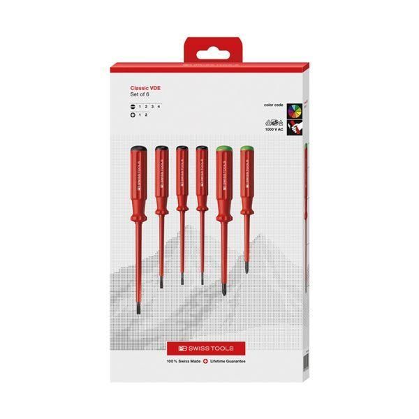 ds-PB SWISS TOOLS ピービースイスツールズ 6本組 スイスグリップクラシックタイプ 絶縁ドライバーセット マイナス・ポジプラス ペーパーボックス入 5543.CBB 11,737円