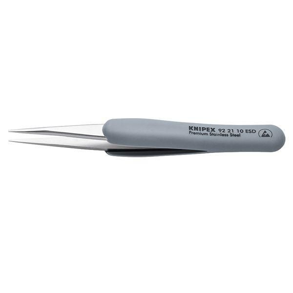 ds-KNIPEX クニペックス ラバーグリップ付ピンセット サイズ123×15×18mm 9221-10ESD 工具 ツール DIY 作業工具