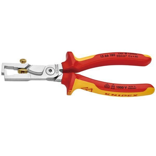 ds-KNIPEX クニペックス 1000V絶縁 カッティングストリッパー サイズ85×29×180mm パック入 1366-180SB 工具 ツール DIY 作業工具