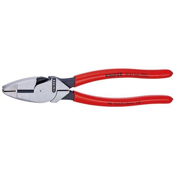 ds-KNIPEX クニペックス 架線工事用 強力ペンチ プラスチックコーティング サイズ55×17×240mm 0901-240 工具 ツール DIY 作業工具