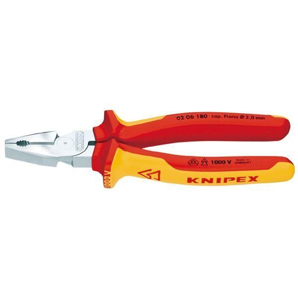 ds-KNIPEX クニペックス 1000V絶縁 強力ペンチ 全長180mm パック入 0206-180SB 工具 ツール DIY 作業工具