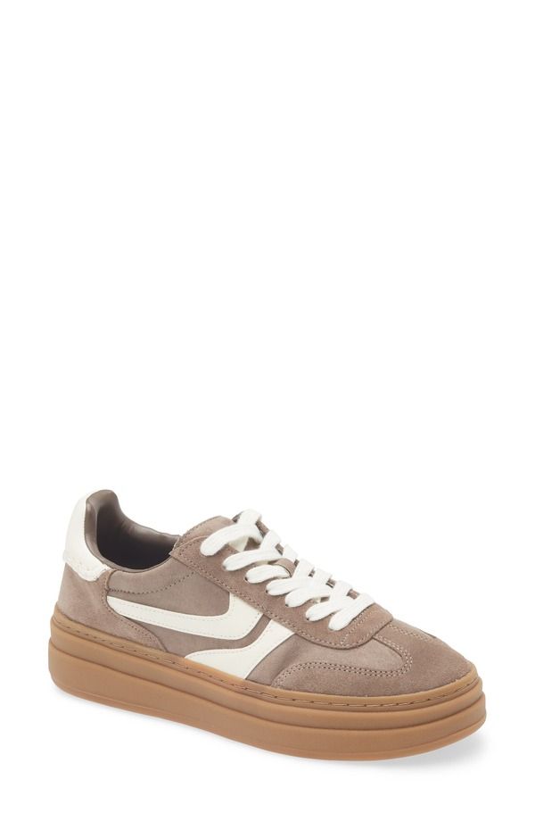 スティーブ マデン レディース シューズ スニーカー プラットフォーム Steve Madden Dodge Platform Sneaker Taupe Suede トープ