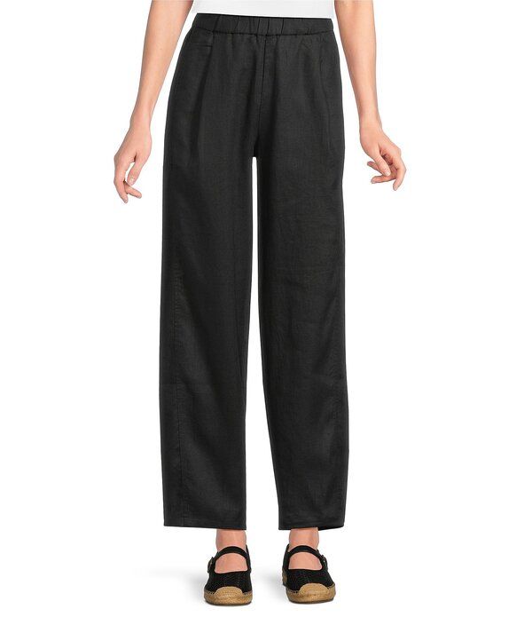 エイリーンフィッシャー レディース ボトムス カジュアルパンツ ストレート プリーツ アンクル リネン Eileen Fisher Organic Linen Pleated Lantern Stra