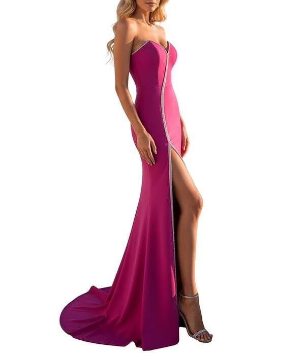 テラニクチュール レディース トップス ワンピースキューバ Terani Couture Sweetheart Scuba Column Gown Hot Pink ピンク