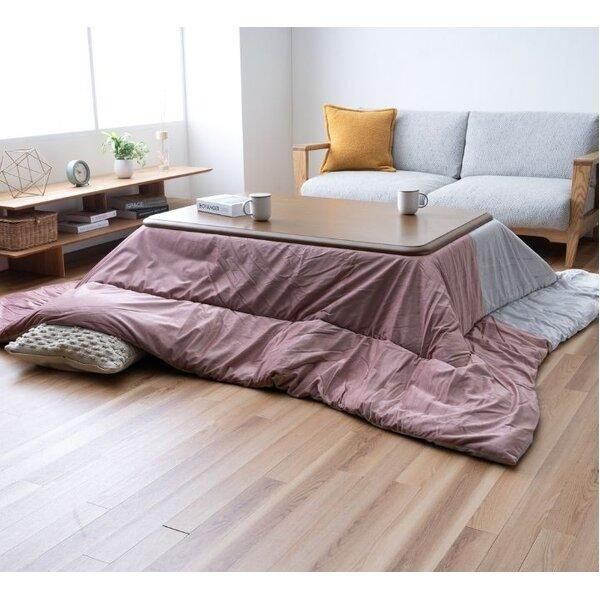 ds-こたつ布団 薄掛 コンビ PK ピンク 約200×200cm