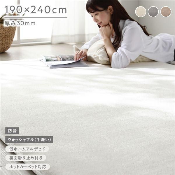 ds-もっちり 防音 ラグ 約190×240cm アイボリー ウレタン フランネル 滑り止め加工 手洗いOK ホットカーペット 床暖房対応 絨毯 10,624円