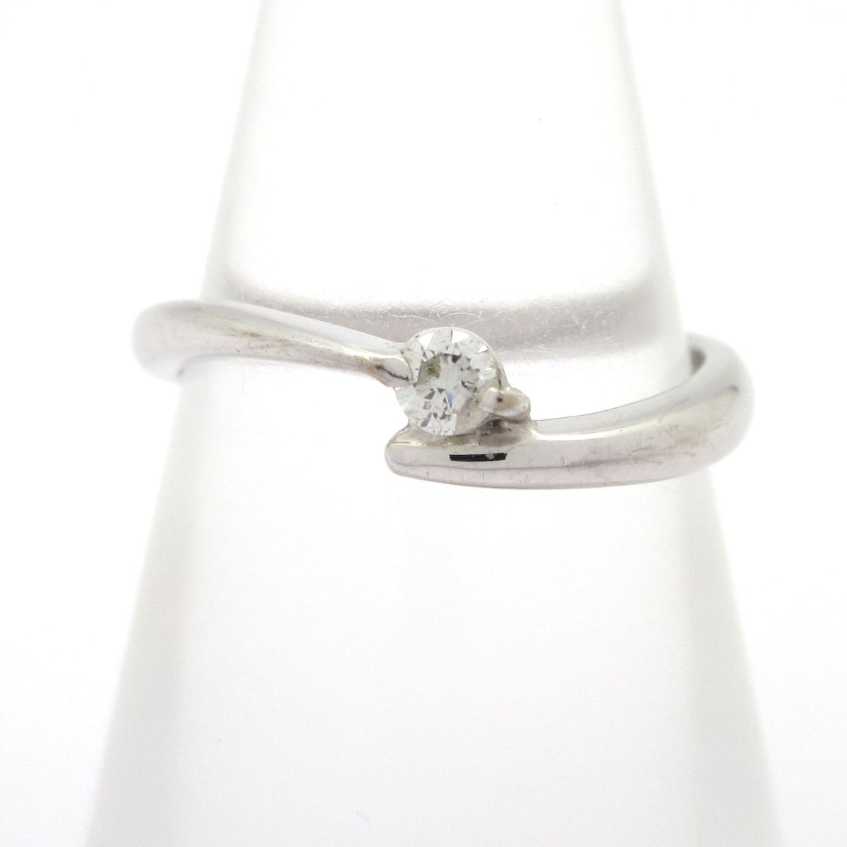 Unbranded(ノーブランド) リング美品 K18WG×ダイヤモンド 1Pダイヤ0.07ct/総重量1.9ｇ