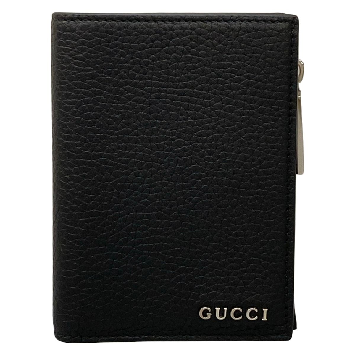 GUCCI(グッチ) 2つ折り財布美品 GUCCI ロゴ コインウォレット 795292 黒 レザー