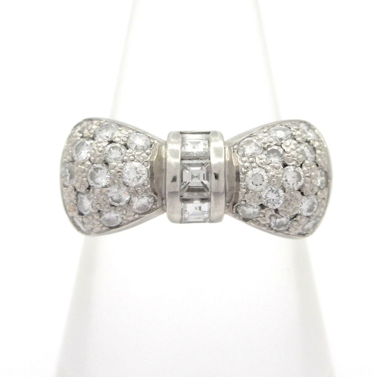 Unbranded(ノーブランド) リング美品 Pt900×ダイヤモンド リボン/0.71ct/総重量:6.4g