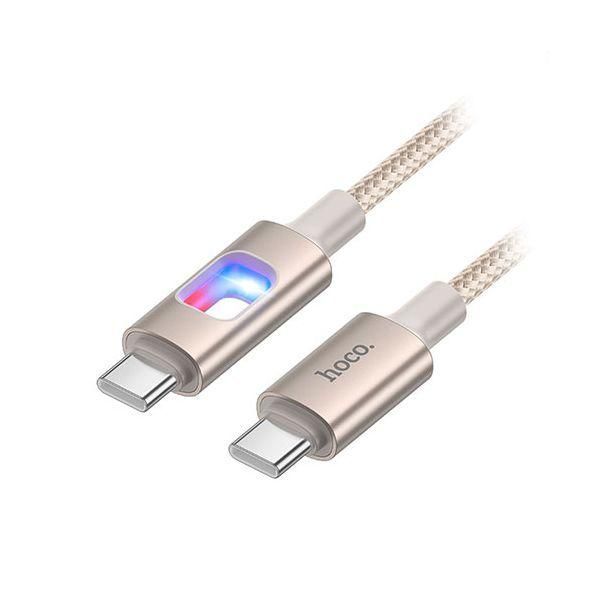 ds-〔5本セット〕 hoco. U144 カラフルLED PD60Wケーブル RGBイルミネーション搭載 USB-C to USB-C ゴールド U144-CC-GDX5