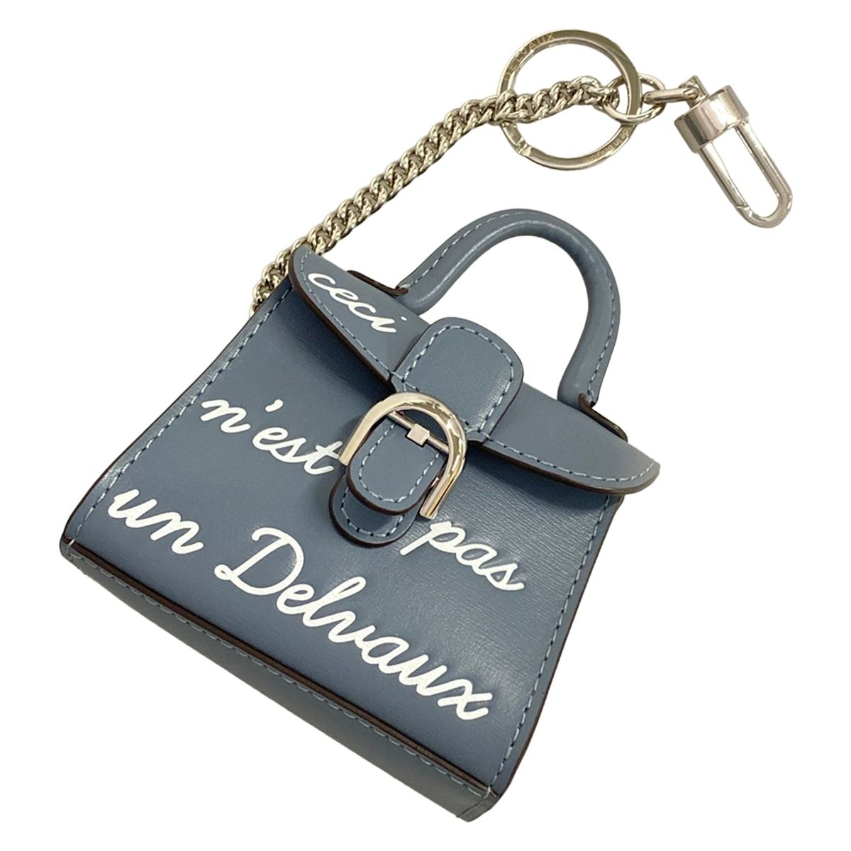 DELVAUX(デルボー) キーホルダー(チャーム)美品 ブリヨン ルーモア グレー×白 バッグモチーフ/Les miniatures レザー