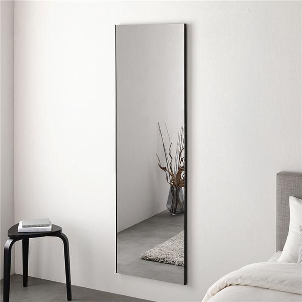 ds-割れない ミラー フィルムミラー 約50×160cm ブラック 超軽量 壁掛け 立て掛け マグネット 3WAY 姿見鏡 完成品