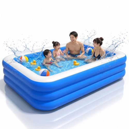 ★新品★プール 大型 家庭用 折り畳み式 長方形 3つ 気室 折りたたみ式 排水簡単 庭 ベランダ 室内遊び 水遊び 猛暑対策 日本語説明書付き(M(210×140×56cm)) 89b2429d