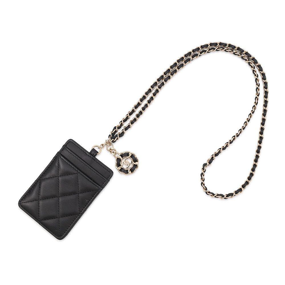 シャネル チェーンカードケース マトラッセ ココマーク ラムスキン AP0711 CHANEL パスケース 黒 61,435円