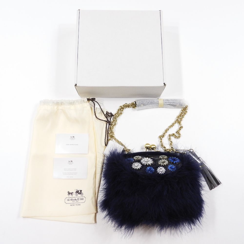 未使用 COACH コーチ POP JEWL FRM BAG #3093 バッグ ジュエル ファー カバン レディース