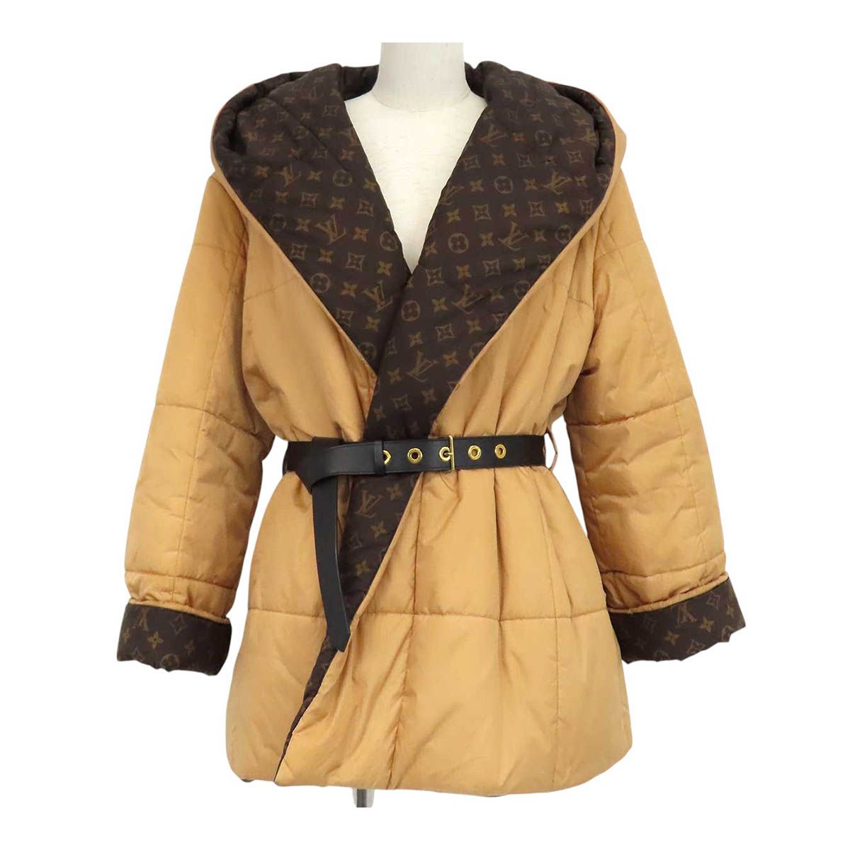 ルイヴィトン ショート ピロー パファー ラップコート モノグラム RW222W E54 FNOW29 レディース ベージュ系 ブラウン LOUIS VUITTON【中古】 【アパレル・小物】