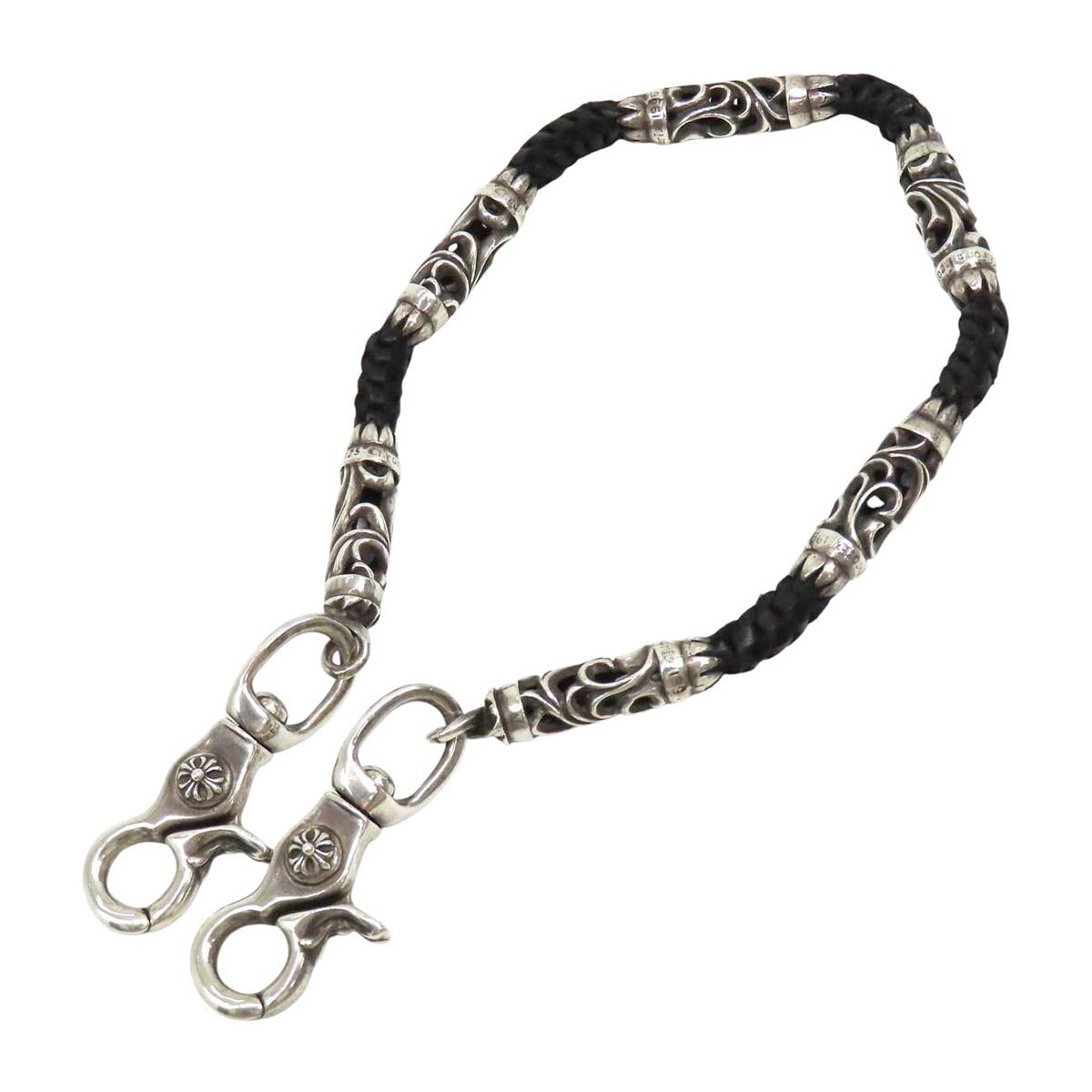 クロムハーツ 2クリップ OTC ショート ローラー リンク ウォレット チェーン レザー SV925 ユニセックス ブラック CHROME HEARTS【中古】 【アパレル・小物】