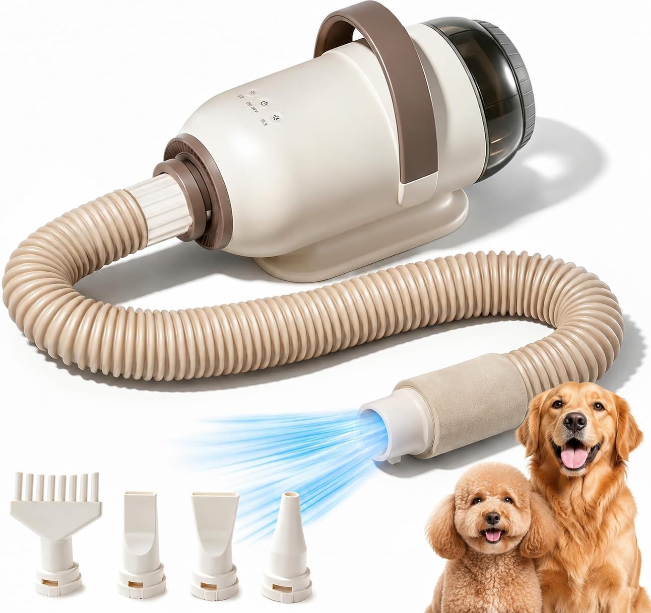 【自宅トリミング】Tururu ball 犬 ドライヤー ペット用ドライヤー ペットヘア乾燥機 ペットグルーミング用 1台2役 ブロー＆吸引 ペットブロワー 大風量 温度・風速7段階調整 低騒音 PSE認証済t