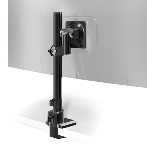 ACCURTEK 大型 モニターアーム 1画面 シングル 57インチ (2~27kg対応/湾曲モニター2~22kg対応) VESA規格対応 ロング ポール デスクマウント 高さ調整可能 スチール製 1個 1関節 ポール ブラック AC80-1 1365b6d5