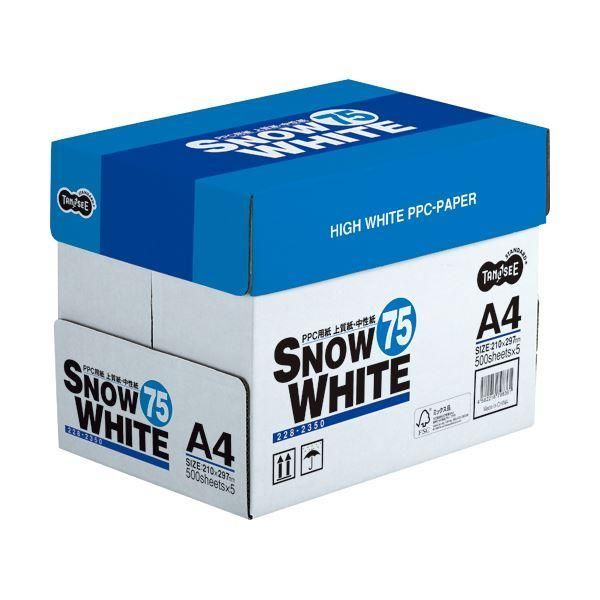ds-（まとめ） TANOSEE PPC用紙 SNOW WHITE 75 A4 1箱（2500枚：500枚×5冊） 〔×10セット〕