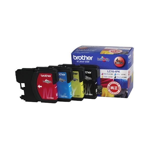ds-（まとめ） ブラザー BROTHER インクカートリッジ お徳用 4色 LC16-4PK 1箱（4個：各色1個） 〔×3セット〕 19,005円