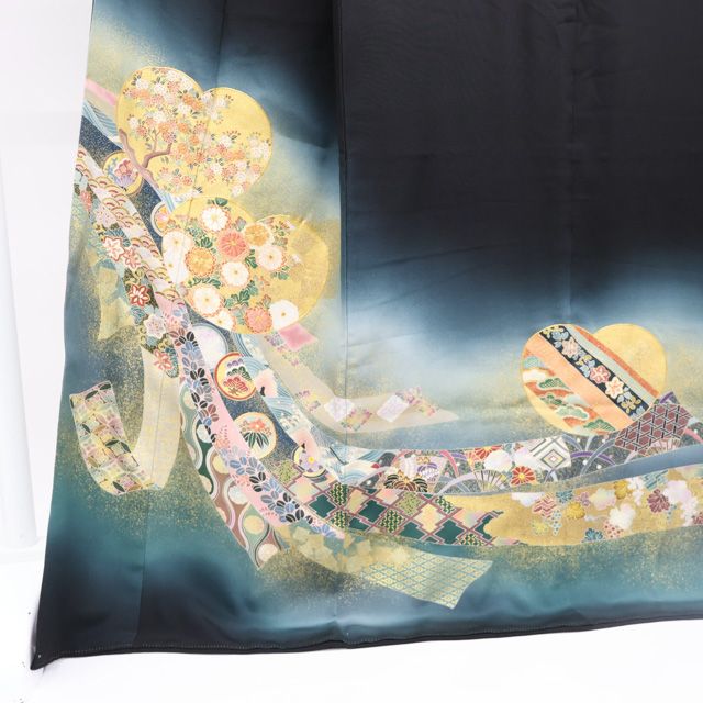 一輝堂】黒留袖 金駒刺繍 作家物 落款入り 松井青々 着物 正絹 身丈