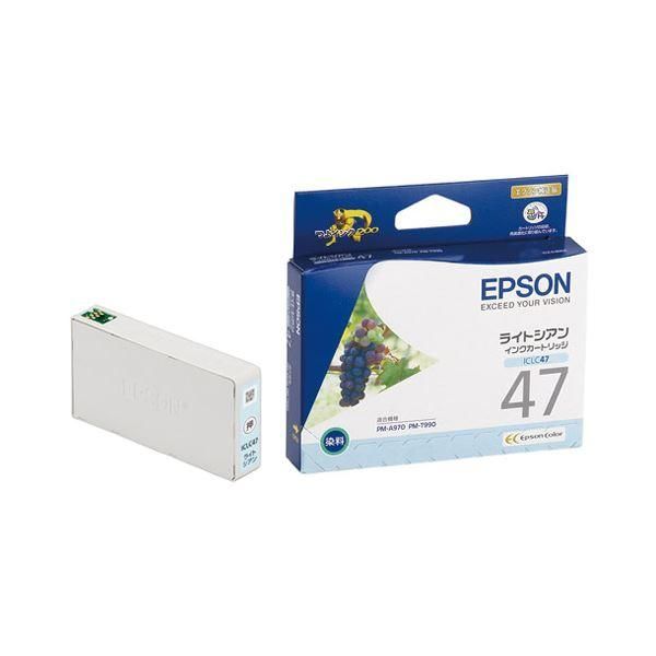 ds-（まとめ） エプソン EPSON インクカートリッジ ライトシアン ICLC47 1個 〔×4セット〕