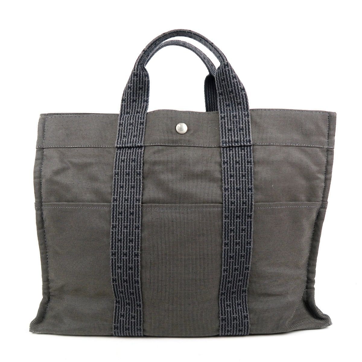 【超美品】HERMES エルメス エールライン MM トート ハンドバッグ グレー系 ブランド鞄【JQ14】