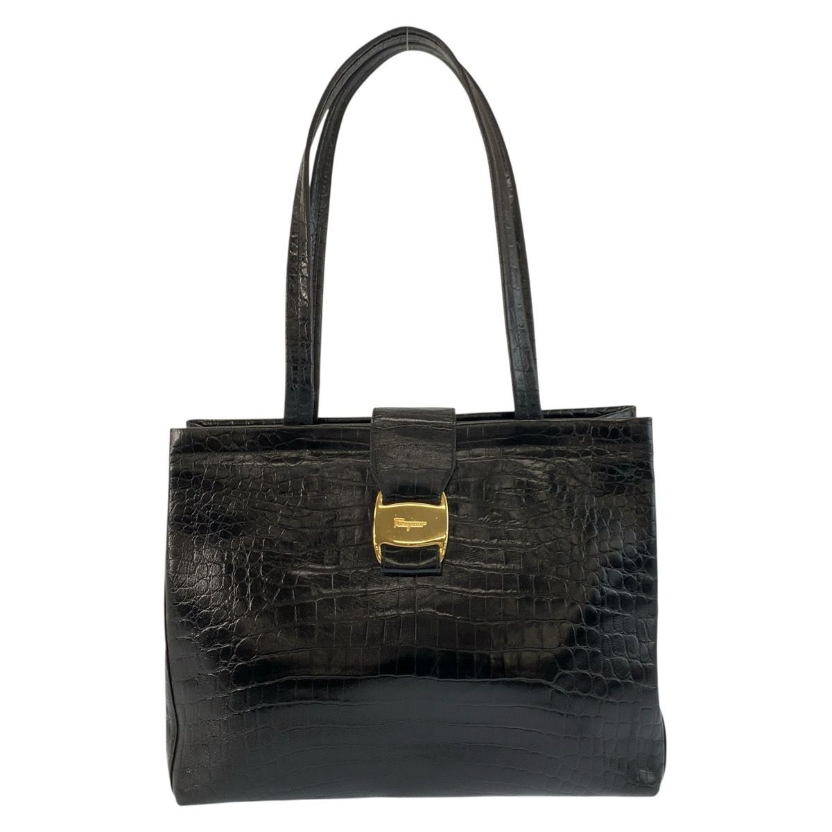 美品 Salvatore Ferragamo サルヴァトーレフェラガモ ヴァラ 型押し BA 