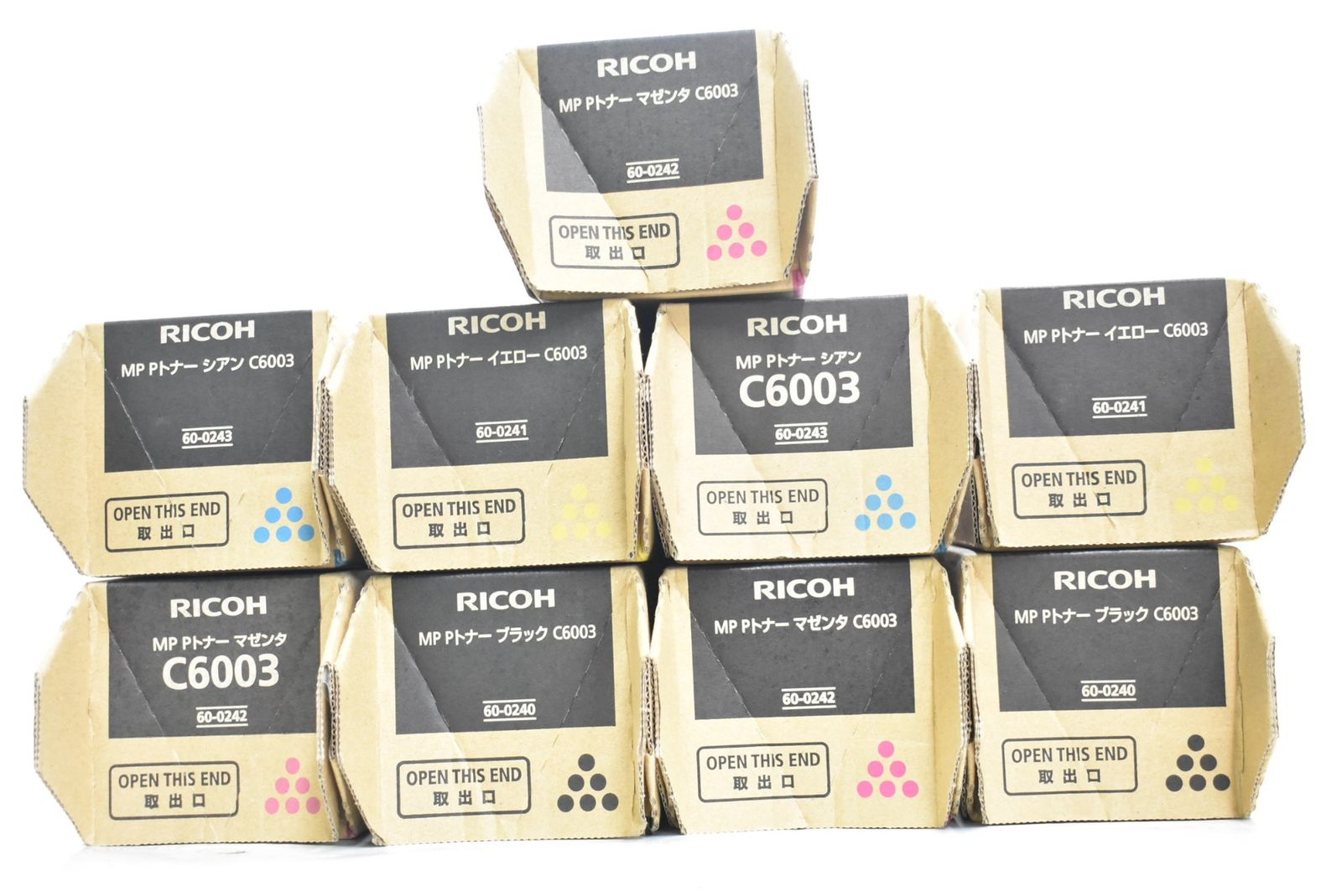 未使用 リコー 純正 トナー C6003 4色9本（シアン・マゼンタ・イエロー・ブラック） RICOH ITP5OEGPKPZC-D-N15-byebye