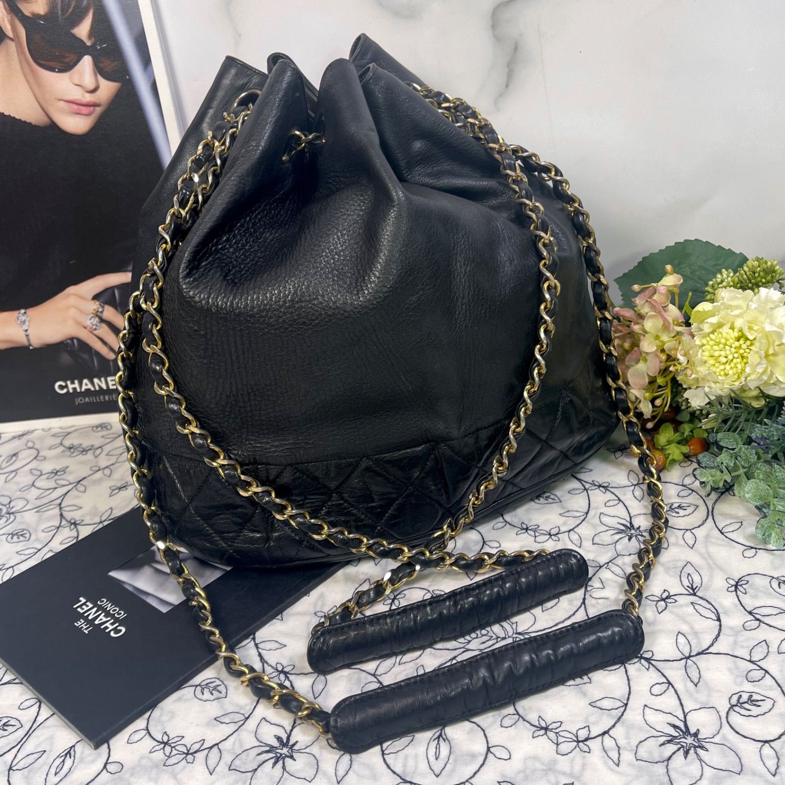 CHANEL シャネル【美品】巾着 マトラッセ チェーンショルダーバッグ バッグ