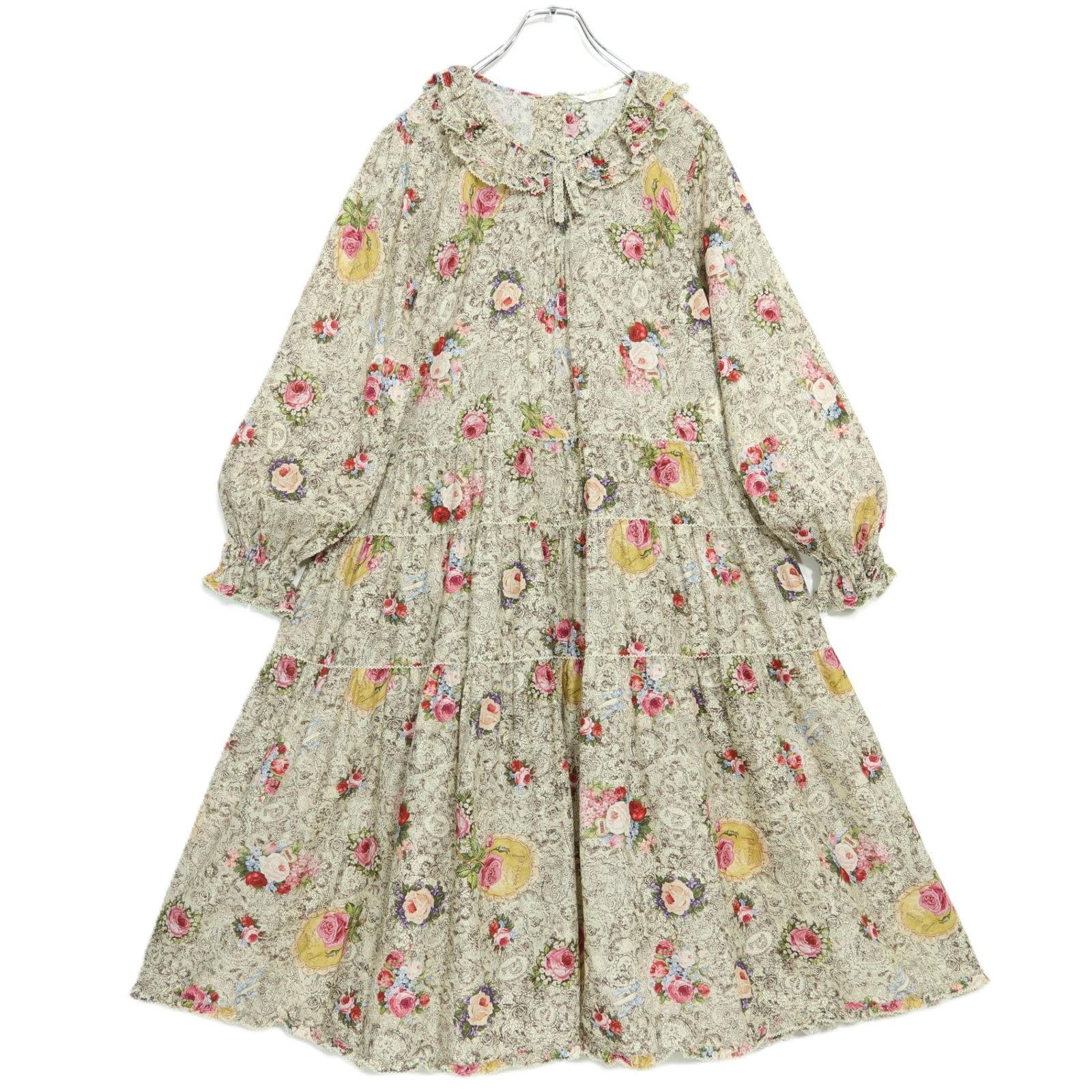 極美品】ピンクハウス☆レースフラワー柄♪ミディ丈ワンピース 