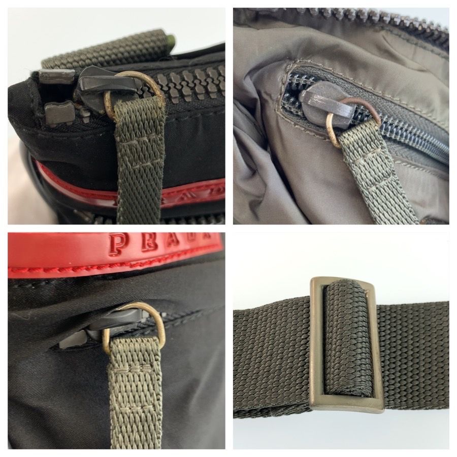 美品 PRADA SPORTS プラダスポーツ ブラック グレー シルバー金具
