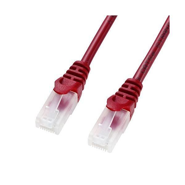 ds-（まとめ）サンワサプライ ツメ折れ防止CAT5eLANケーブル レッド 0.5m LA-Y5TS-005R 1本〔×10セット〕