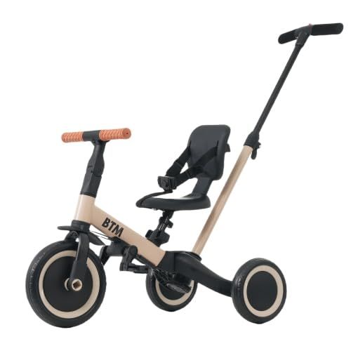 msBTM 子供用三輪車 5n1新色 三輪車のりもの 押し棒付き ランニング 三輪車 自転車 おもちゃ 乗用玩具 おしゃれ 1歳-5歳 幼児用 プレゼント お祝い ギフト(ベージュカメオ)