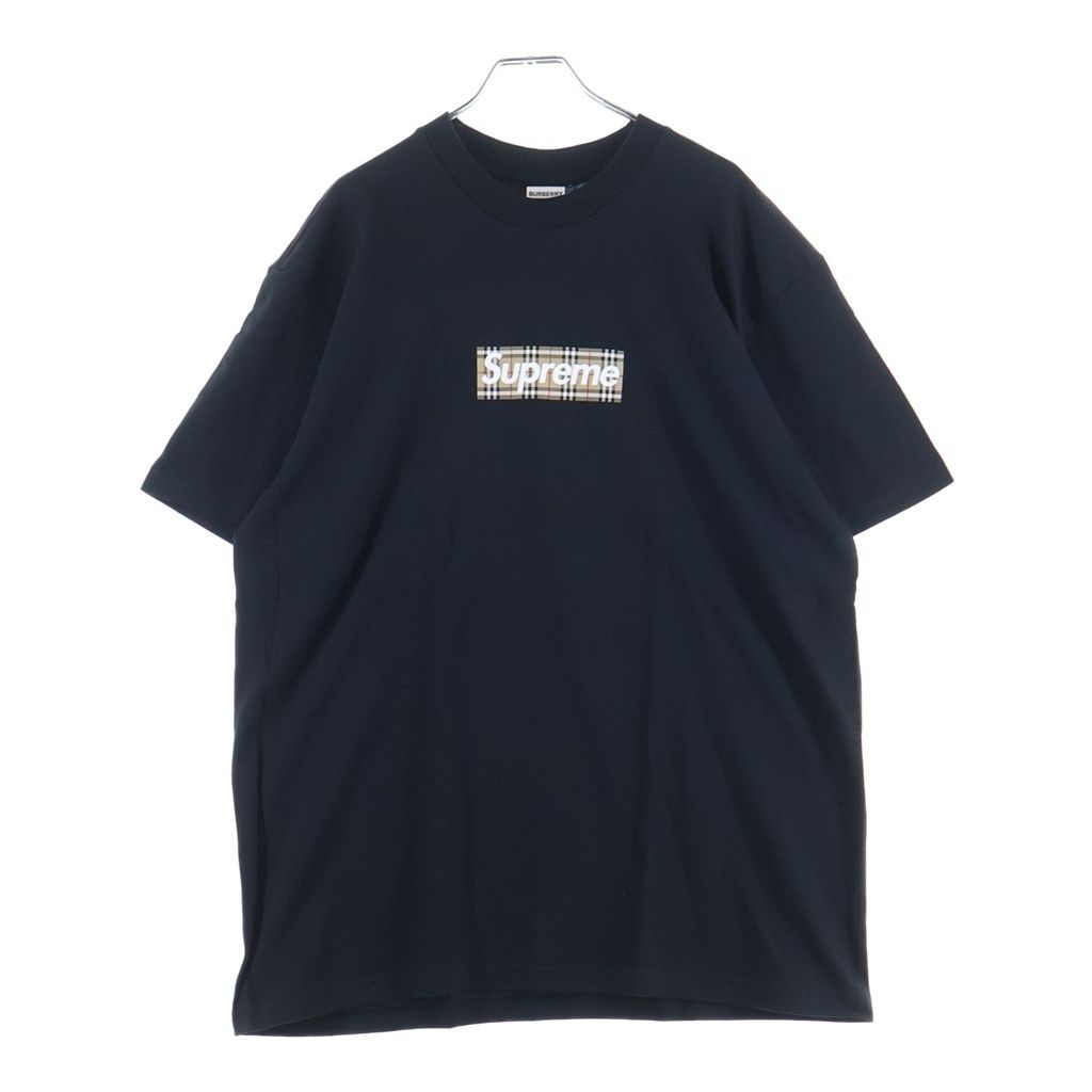 SUPREME (シュプリーム) 22SS ×BURBERRY Box Logo Tee バーバリー ボックスロゴ クルーネック 半袖Tシャツ カットソー ブラック