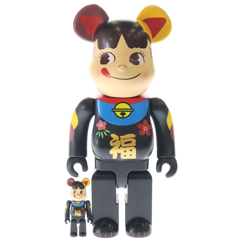 MEDICOM TOY (メディコムトイ) ×不二家 招き猫ペコちゃん 福 黒 100%&400% フィギュア 人形 ブラック 15,400円