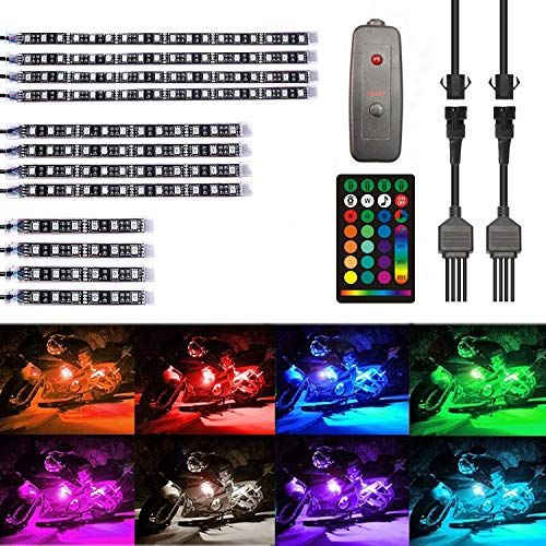 ledテープライト バイク用 マルチチャンネル RGBイルミネーション オートバイ ストリップライト GREENBEAN 多種音楽モード ブレーキステアリング機能付き 多種多様点灯モード選択 流れる効果 RFリモコン付き 車のシャーシ装飾用 125a13c3