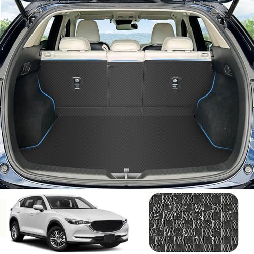YORKNEIC マツダ対応 CX-5 ラゲッジマット KF系 2017年~現行 背もたれカバー 荷室マット 車種専用 合成革 防水 タイプA | シートバックカバー puレザー素材 トランクマット 背面カバー カーゴマット 荷室マット 滑り 3a043c16