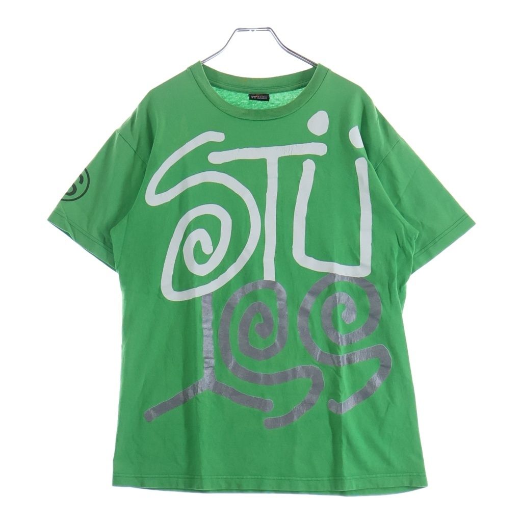 STUSSY (ステューシー) 両面ビックロゴプリント クルーネック半袖Tシャツカットソー グリーン