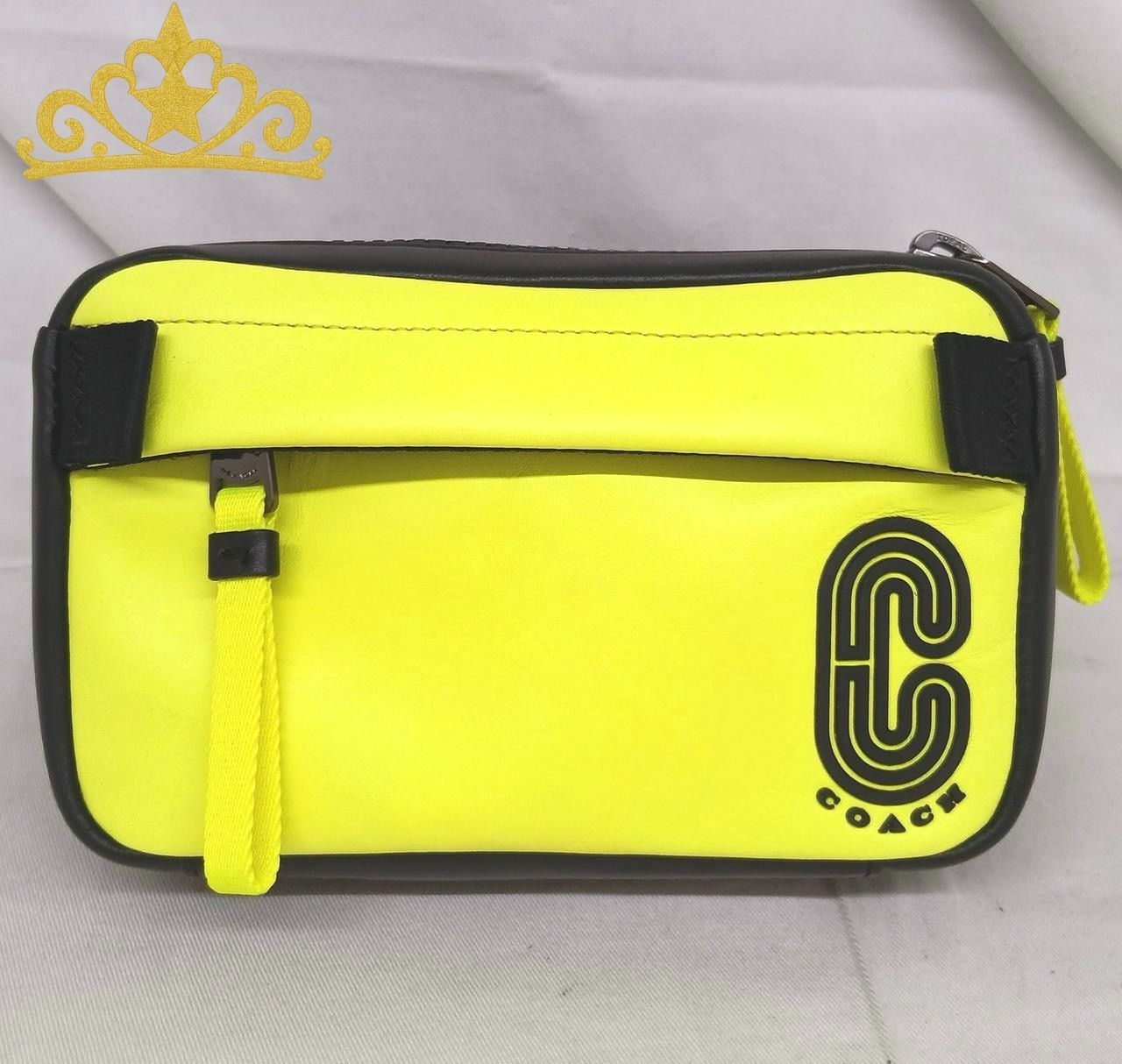 COACH ミニ エッジ ベルト ボディバッグ 蛍光 イエロー コーチ ウエストポーチ
