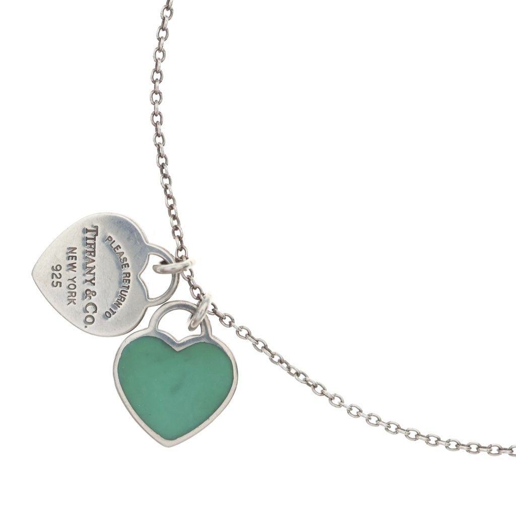 TIFFANY & Co. (ティファニー) リターントゥ ダブルハートネックレス ペンダント チェーン シルバー×ティファニーブルー Ag925