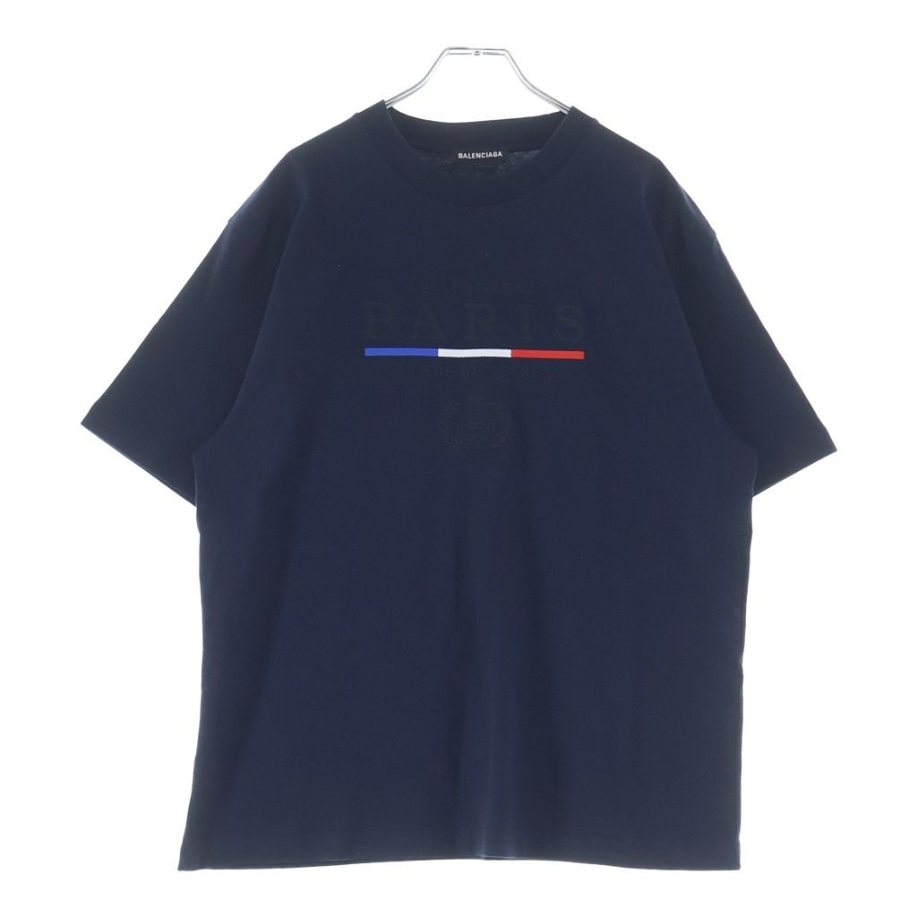 BALENCIAGA (バレンシアガ) 19SS PARIS FLAG REGULAR T-SHIRT 594579 TGV48 パリス フラッグ レギュラー クルーネック半袖Tシャツカットソー ブラック