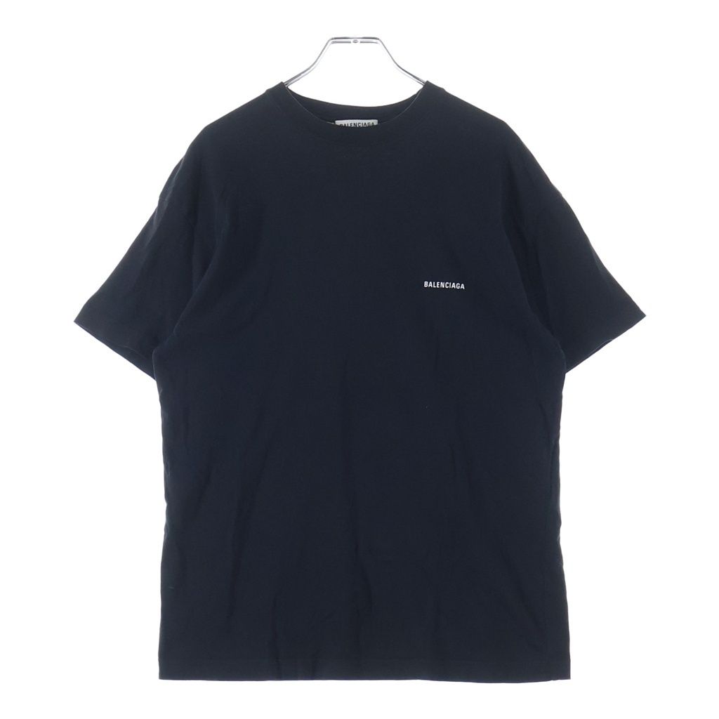 BALENCIAGA (バレンシアガ) 19SS フロントワンポイントロゴプリント クルーネック半袖Tシャツカットソー ブラック 613969