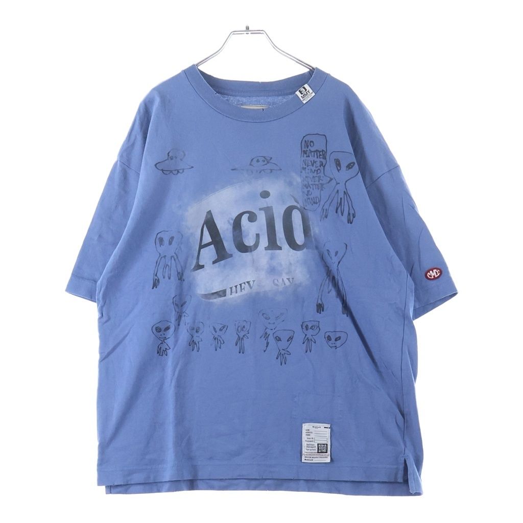 MAISON MIHARAYASUHIRO (メゾンミハラヤスヒロ) 24SS DISTRESSED ACID TEE プリントデザイン デストロイ加工 クルーネック コットン半袖Tシャツ ブルー J12TS552 16,783円