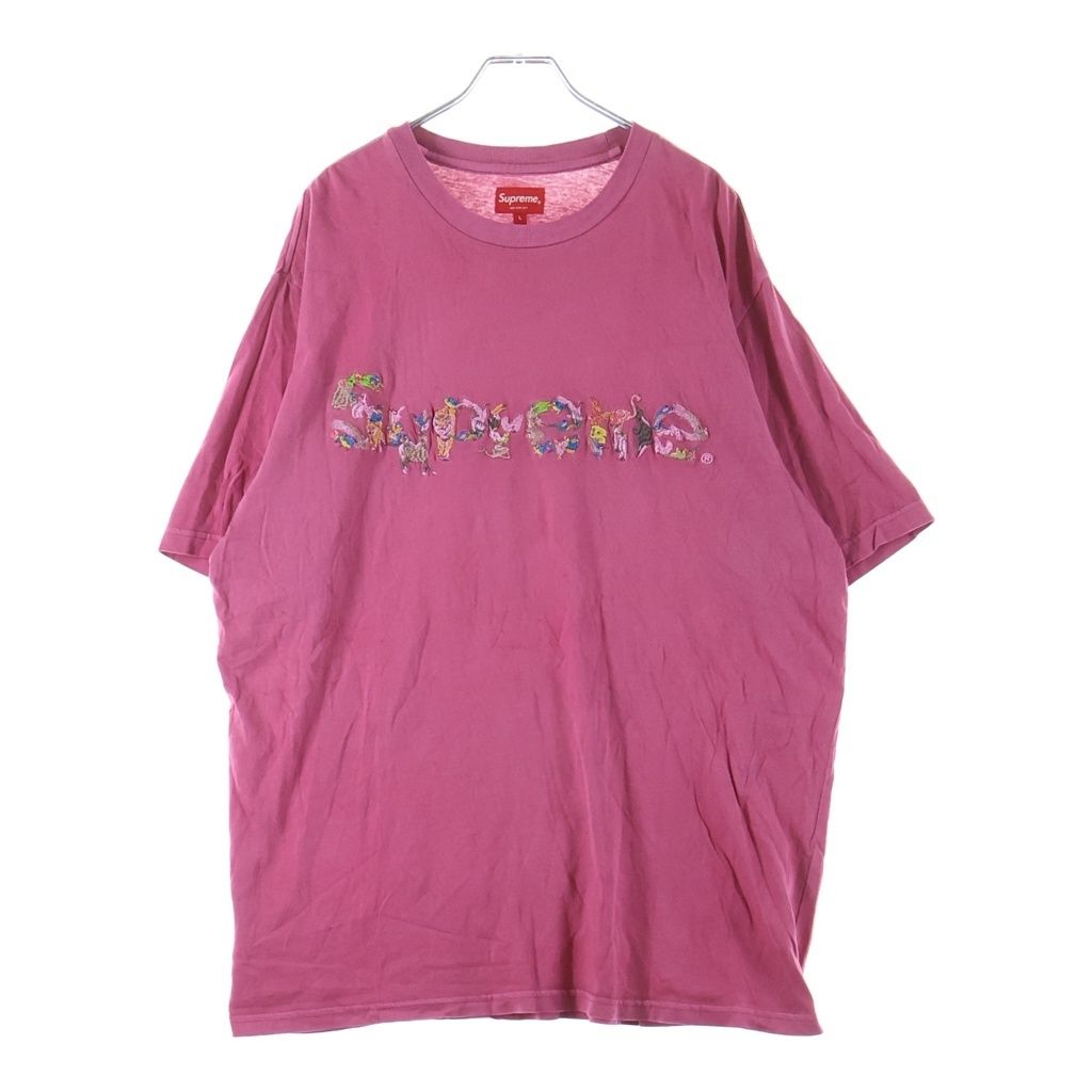 SUPREME (シュプリーム) 23SS Animal Kingdom S/S Top Magenta アニマルキングダム エンブロイダリーデザイン クルーネック コットン半袖Tシャツ カットソー ピンク -Tシャツ