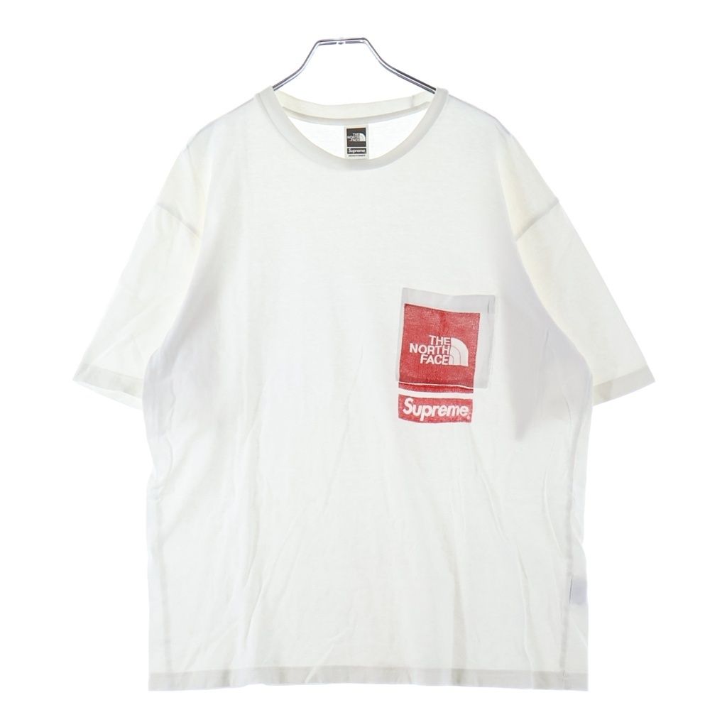SUPREME (シュプリーム) 23SS ×THE NORTH FACE Printed Pocket Tee ザノースフェイス プリントポケット クルーネック半袖Tシャツ ショートスリーブカットソー ホワイト NF0A84OZFN4