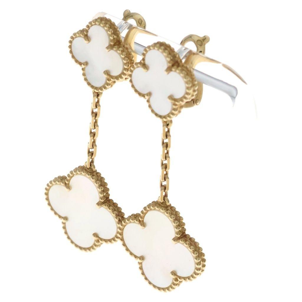 Van Cleef & Arpels (ヴァンクリーフアンドアーペル) マジックアルハンブラ 2モチーフ マザーオブパール ピアス イエローゴールド Au750YG VCARD78800 528,000円